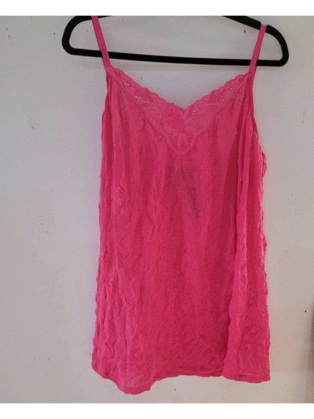 Lane Bryant Camisole 18 20 Hot Pink Crinkle Lace Trim New Tank Top Spaghetti